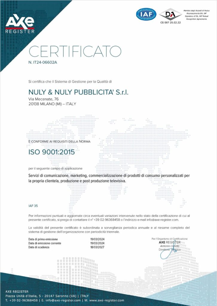 certificazioni iso 9001